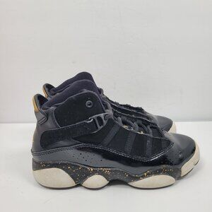 Air Jordan 6 Rings Kids Black Metallic Gold Shoes 323432-007 US Size 1.5Y